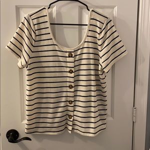 Cream and black stripped top